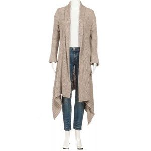 ❤️Cardigan Sweater Beige Knit Open Draped Long M